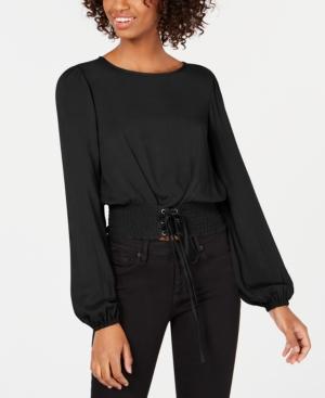 Love, Fire Juniors' Smocked-waist Crop Top