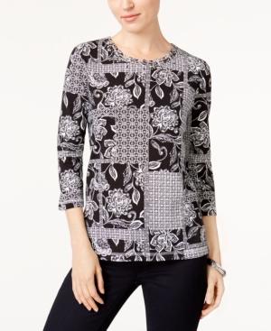 Alfred Dunner Easy Going Mixed-print Top