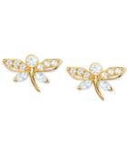 Swarovski Gold-tone Crystal Dragonfly Stud Earrings