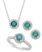 Emerald (2 Ct. T.w.) And White Topaz (1/2 Ct. T.w.) Jewelry Set In Sterling Silver