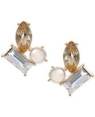 Anne Klein Gold-tone Multi-stone Button Cluster Earrings
