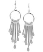 Touch Of Silver Circle Fringe Drop Earrings In Silver-plated Metal