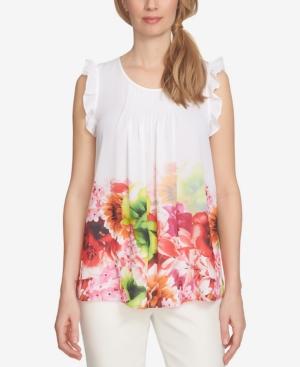 Cece Printed Ruffled Top