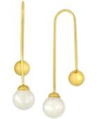 Majorica Gold-tone Imitation Pearl Threader Earrings