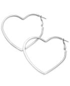 Thalia Sodi Silver-tone Flat Heart Hoop Earrings, Only At Macy's