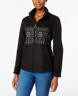 Karen Scott Petite Snowflake Fleece Jacket, Only At Macy's