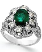 Emerald (1-3/4 Ct. T.w.) And Diamond (1-1/5 Ct. T.w.) Ring In 14k White Gold
