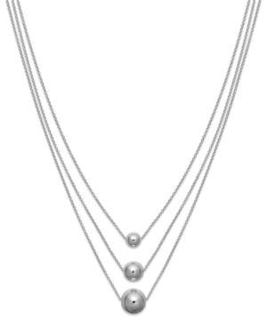 Giani Bernini Beaded Three-row Necklace In Sterling Silver