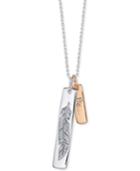 Unwritten Two-tone Leaf Free Vertical Tag 18 Pendant Necklace In Sterling Silver & Rose Gold-flash
