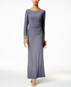 Alex Evenings Beaded-cuff Ruched Gown