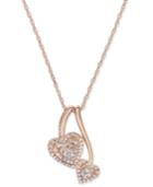 Diamond Double Heart Pendant Necklace (1/2 Ct. T.w.) In 14k Rose Gold