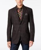 Tallia Men's Slim-fit Brown And Gray Check Sport Coat