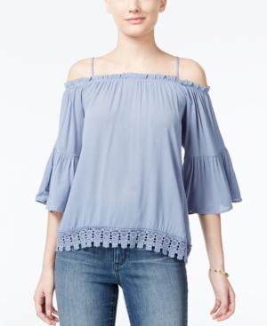 Crave Fame Juniors' Lace-trim Off-the-shoulder Top