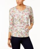 Style & Co Floral-print Sweatshirt, Created For Macy's