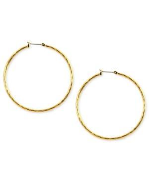 Anne Klein Gold-tone Glass Hoop Earrings