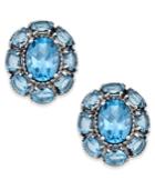 Blue Topaz Flower Stud Earrings (5 Ct. T.w.) In Sterling Silver