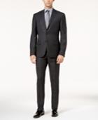 Dkny Men's Slim-fit Black And Gray Mini Check Wool Suit