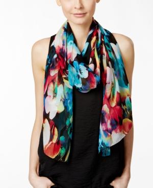 Calvin Klein Rainbow Floral Chiffon Scarf