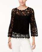 Alfani Cotton Crocheted Top, Created For Macy's