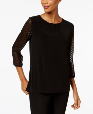 Kasper Lace-sleeve Top