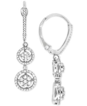 Diamond Double Cluster Drop Earrings (1/2 Ct. T.w.) In 14k White Gold