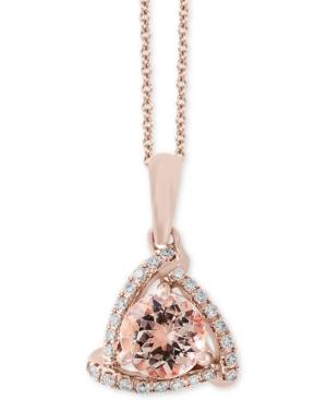 Effy Morganite (7/8 Ct. T.w.) & Diamond (1/10 Ct. T.w.) 18 Pendant Necklace In 14k Rose Gold