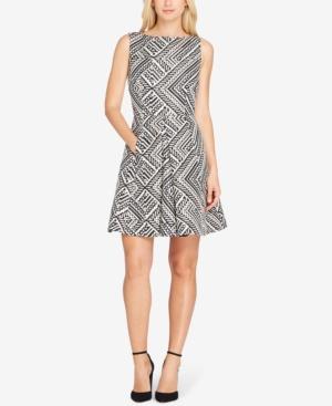 Tahari Asl Metallic Jacquard Fit & Flare Dress