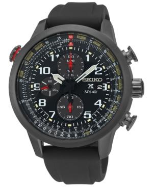 Seiko Men's Solar Chronograph Prospex Black Silicone Strap Watch 44mm Ssc371