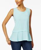 Style & Co Cotton Peplum-hem Top, Only At Macy's