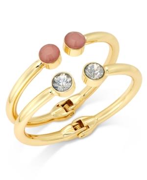 Inc International Concepts Gold-tone 2-pc. Crystal And Pink Hinge Bracelet