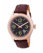 Heritor Automatic Barnes Rose Gold & Brown Leather Watches 44mm