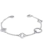 Le Fleur Silver Bracelet With White Topaz And Stainless Steel Cable