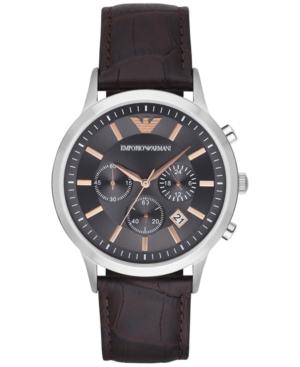 Emporio Armani Men's Chronograph Dark Brown Leather Strap Watch 43mm Ar2513