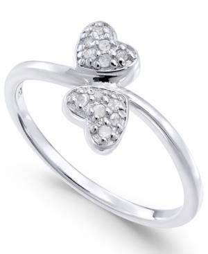 Diamond Double Heart Ring (1/10 Ct. T.w) In Sterling Silver