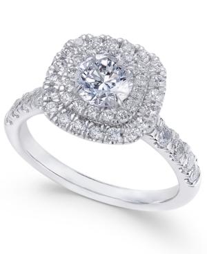 Diamond Double Halo Engagement Ring (1-1/2 Ct. T.w.) In 14k White Gold