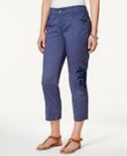 Style & Co Floral-embroidered Capri Pants, Created For Macy's