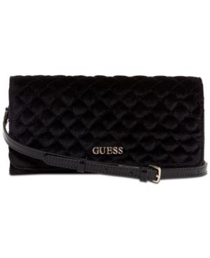 Guess Cool School Velvet Crossbody Wallet-on-a-string