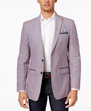 Tallia Men's Slim-fit Pink/gray Seersucker Cotton Sport Coat
