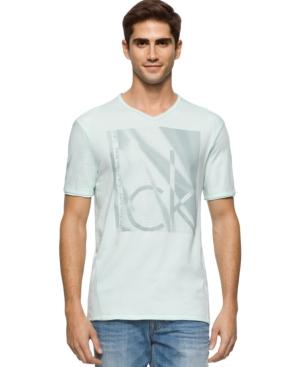 Calvin Klein Jeans Men's Ck Box Texture Graphic-print Logo V-neck T-shirt