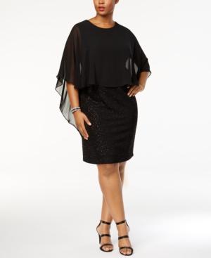 Betsy & Adam Plus Size Chiffon-popover Dress