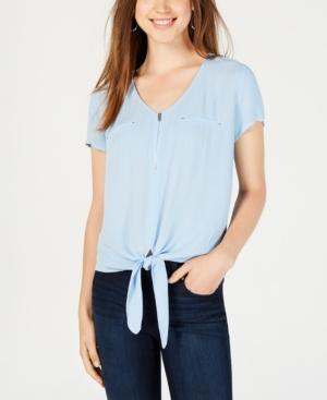 Bcx Juniors' Zippered Tie-hem Top