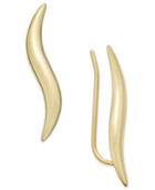 Polished Wave Ear Climber Earrings In 10k Gold