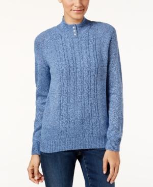 Karen Scott Petite Marled Cable-knit Sweater, Only At Macy's