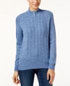 Karen Scott Petite Marled Cable-knit Sweater, Only At Macy's