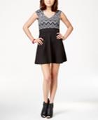 Trixxi Juniors' Glitter Chevron Scuba Dress