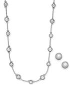 Charter Club Silver-tone Ball Station Necklace & Stud Earrings