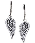King Baby Pave Wing Drop Cubic Zirconia Earrings In Sterling Silver