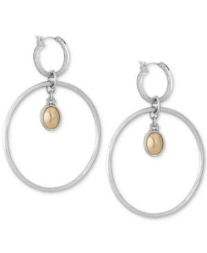 Lucky Brand Silver-tone Double-sided Stone Drop Hoop Earrings