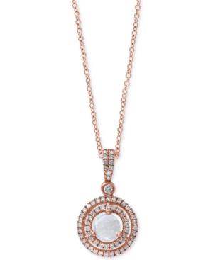 Effy Opal (2/5 Ct. T.w.) And Diamond (1/4 Ct. T.w.) Circle Pendant Necklace In 14k Rose Gold