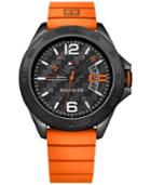 Tommy Hilfiger Men's Casual Sport Orange Silicone Strap Watch 46mm 1791205